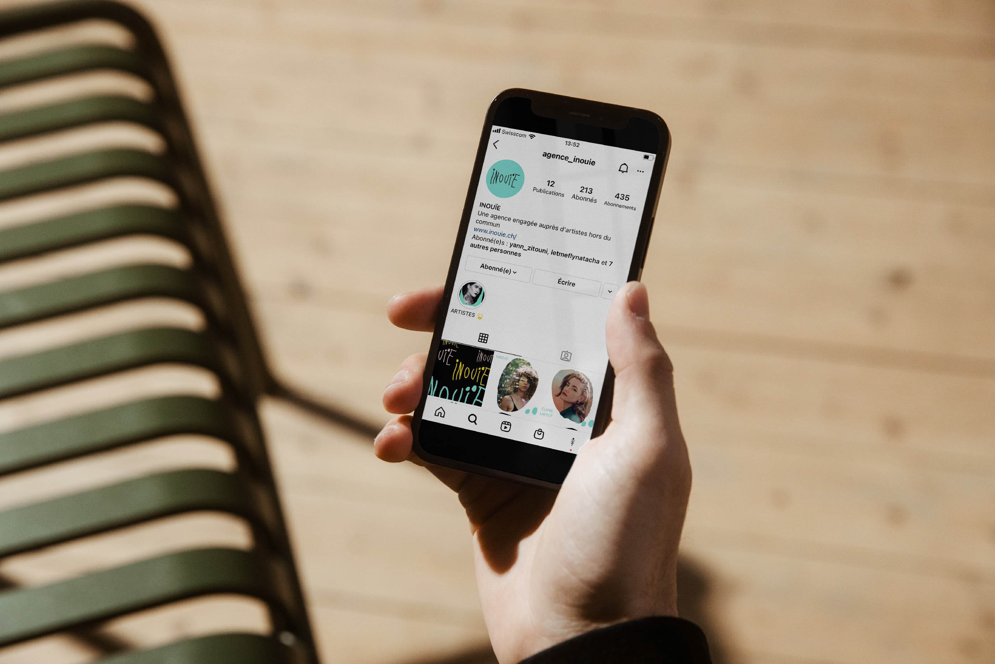 Communication visuelle du compte Instagram d'Inouïe, agence pour artistes