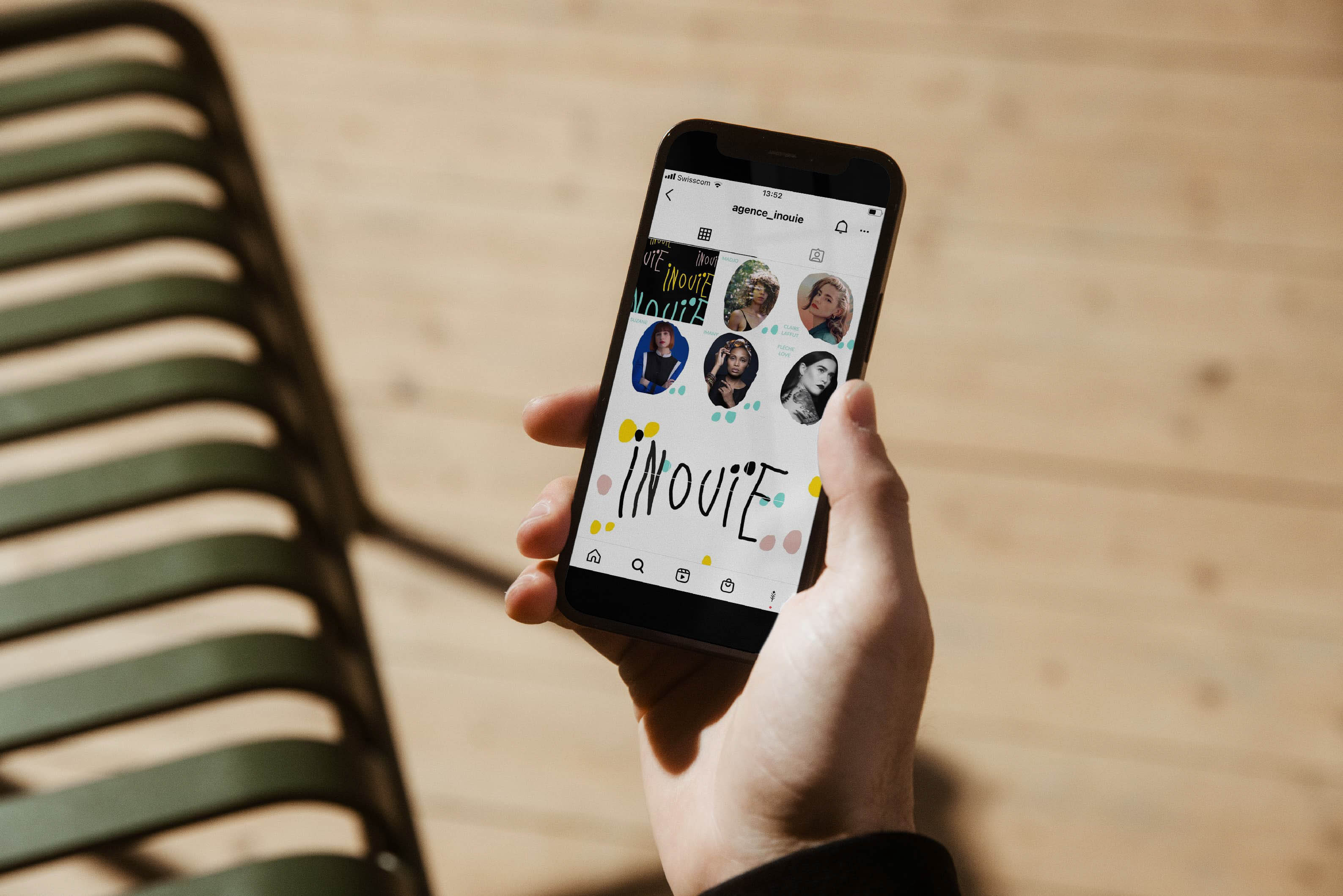 Communication visuelle du compte Instagram d'Inouïe, agence pour artistes